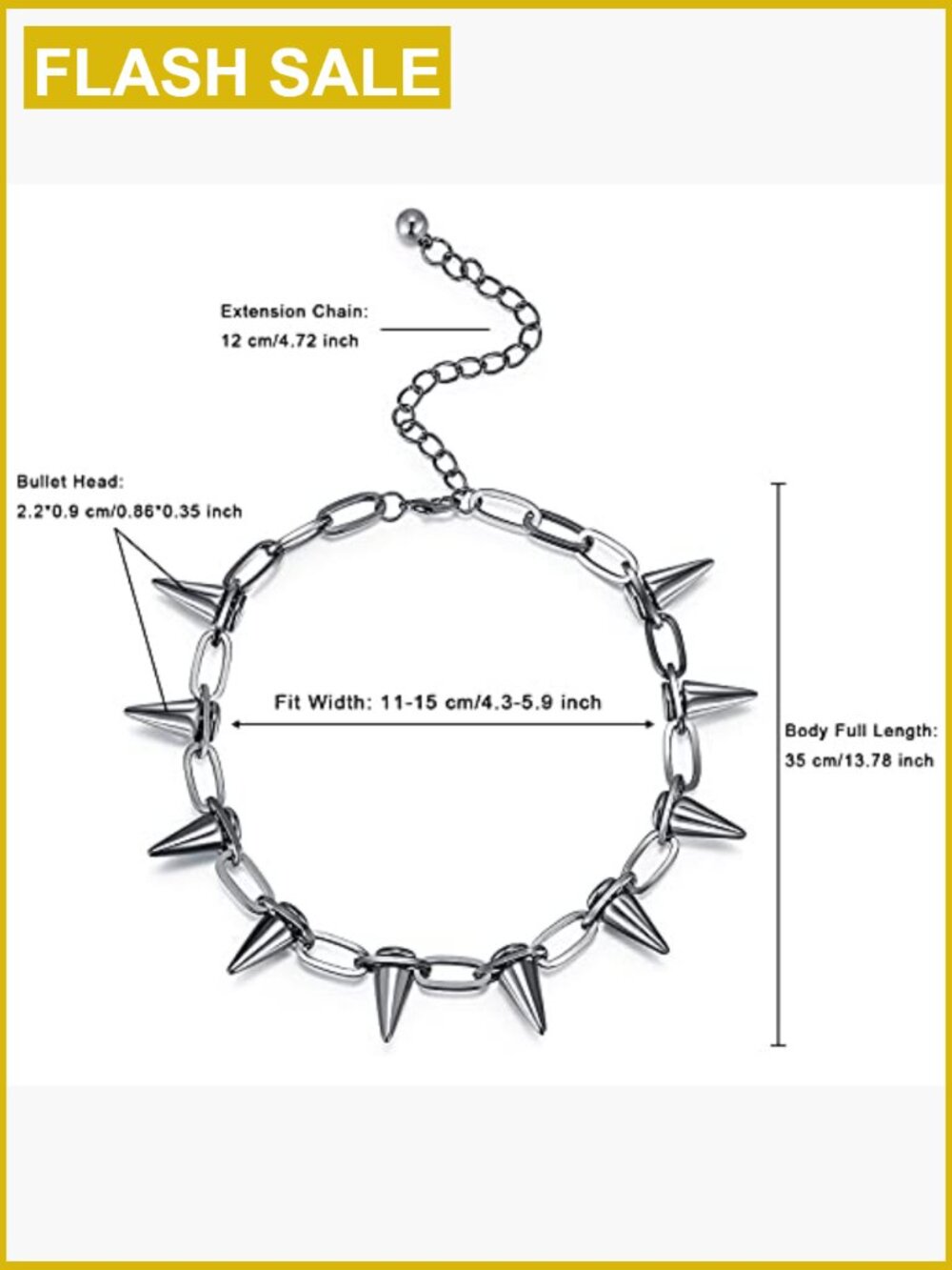Spike Choker Necklace Punk Gothic Rivet Choker Chain Chokers for Women Men - Picture 5 of 7